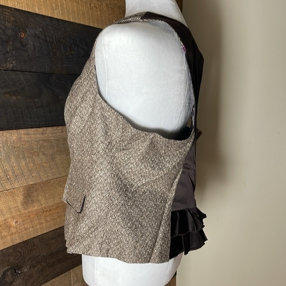 Maurice’s Wool Blend Herringbone Tweed Brown Vest Size XL - Picture 3 of 7